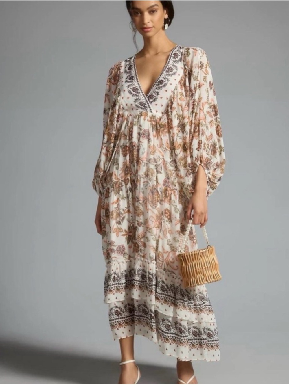 Anthropologie V neck long sleeve maxi dress - Picture 2 of 14